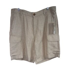 Panama Jack Men’s Linen Blend Cargo Shorts Size 36 Beige NWT